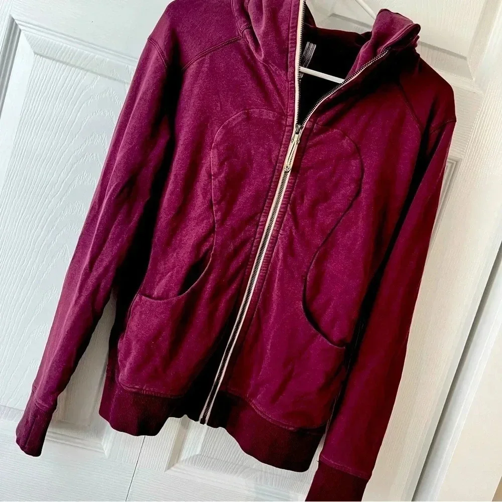 Lululemon Heavyweight Scuba Zip Up Hoodie in Heathered Burgundy Size 6
